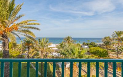 Room balcony with sea and garden view at El Mouradi Port El Kantaoui Room balcony with sea and garden view at El Mouradi Port El Kantaoui
