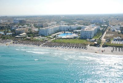 Aerial view of the beach and hotel at El Mouradi Mahdia Aerial view of the beach and hotel at El Mouradi Mahdia