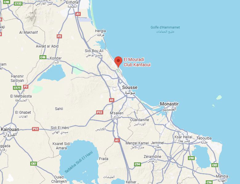 Map of El Mouradi Club Kantaoui Map showing the location of El Mouradi Club Kantaoui