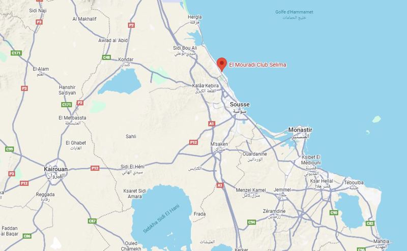 Map of El Mouradi Club Selima Map showing the location of El Mouradi Club Selima