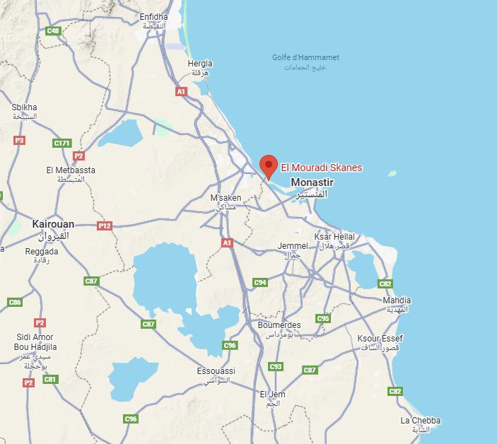 Map showing the location of El Mouradi Skanes